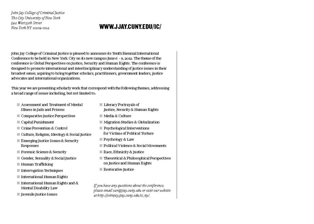 International conference postcard back with registration details and contact information
