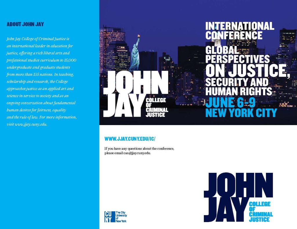 International conference tri-fold brochure exterior panels with event promotion and branding