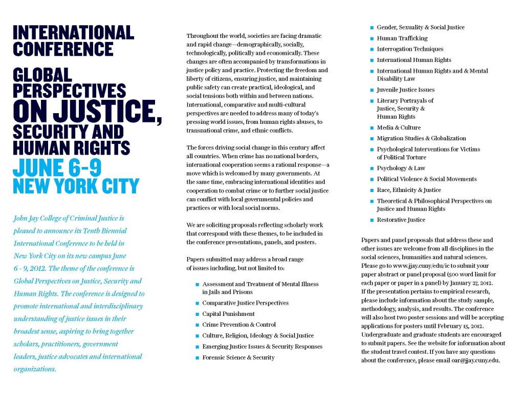 International conference tri-fold brochure interior panels with detailed program information and schedule