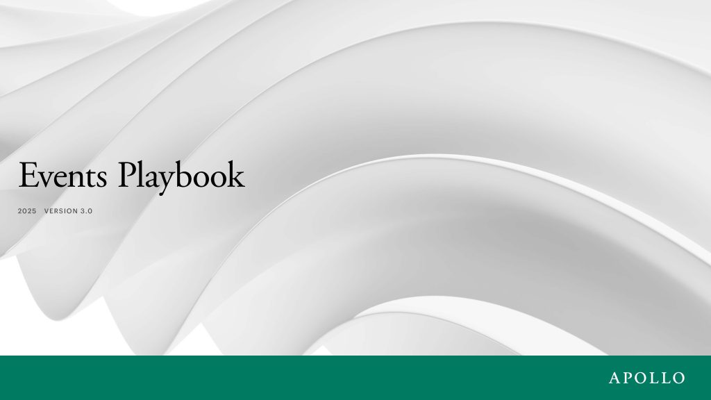 Apollo events brand guidelines cover showing comprehensive visual communication standards