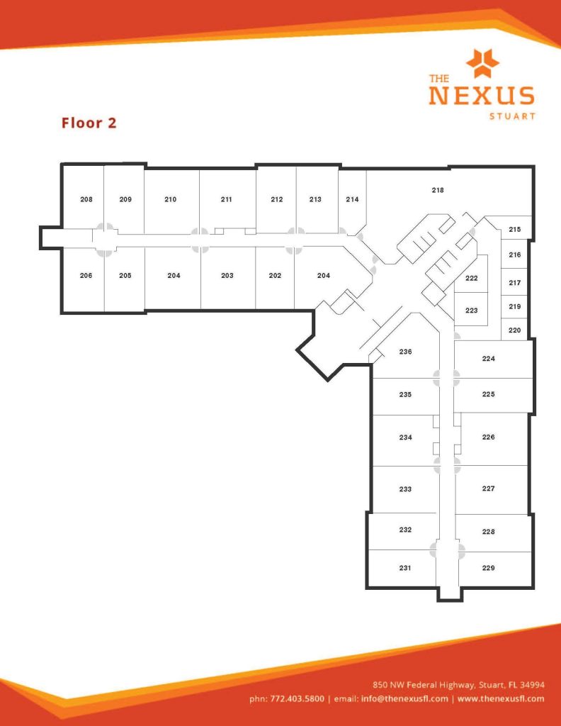Nexus Workspaces Stuart location floor plan page 3 featuring workspace specifications and amenity details