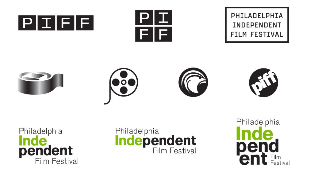 Final logo design process demonstrating evolution from basic shapes to typographic solution
