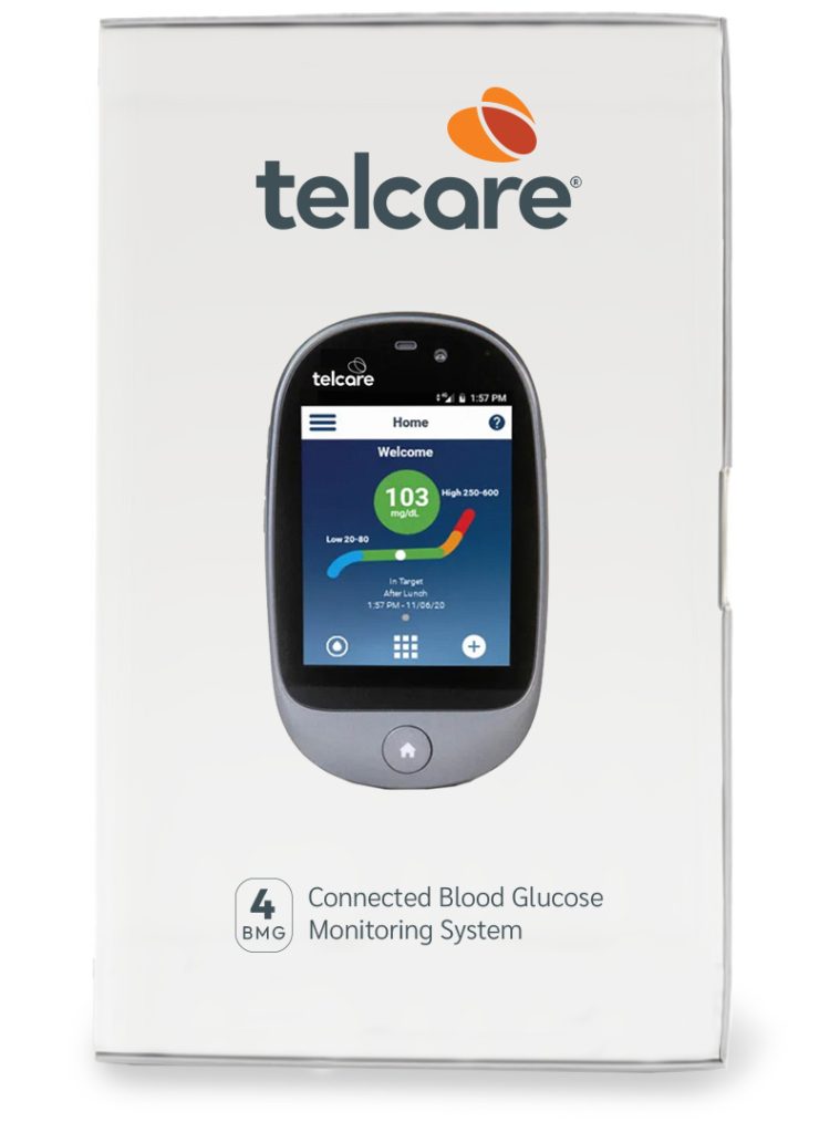 Alternative view of TelCare product packaging showing consistent brand application and medical device presentation