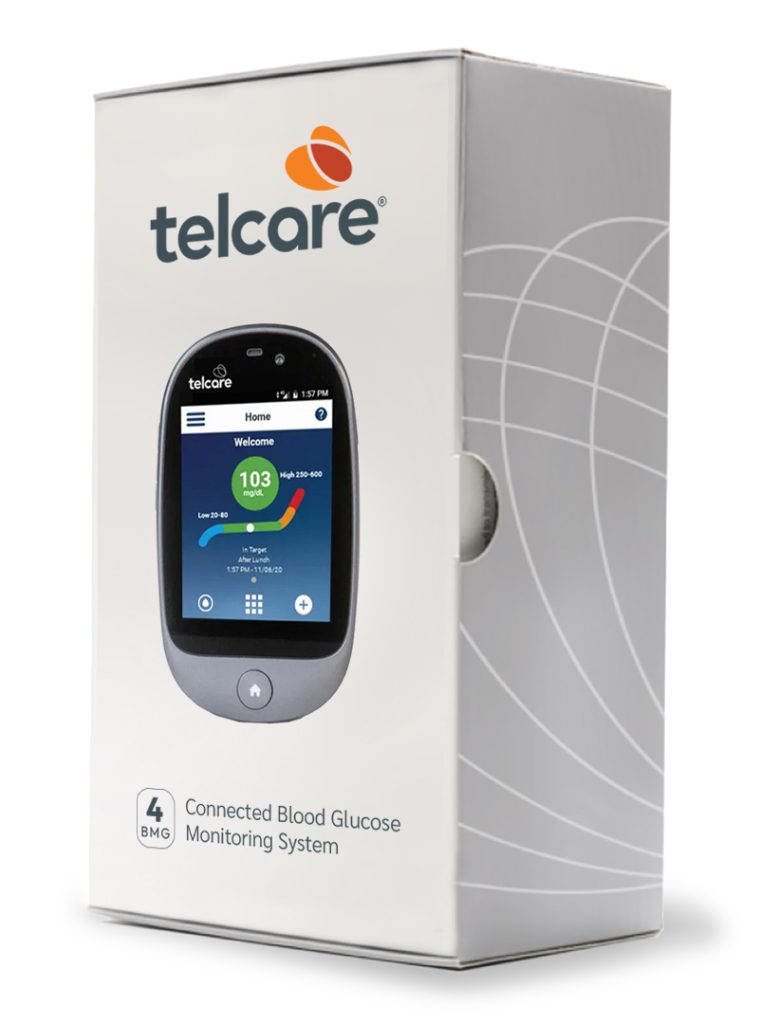 TelCare product packaging design featuring clean, professional healthcare branding on white box